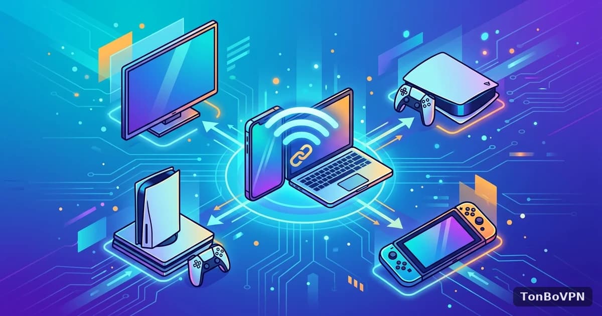 Apple TV、PS5、Switch装不了客户端?用手机热点/电脑网络共享蹭TonboVPN加速 - TonBoVPN